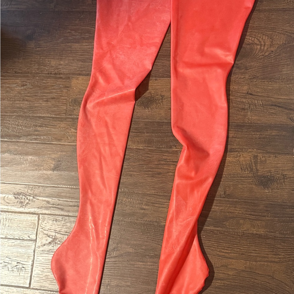 Savage X Fenty Red Latex Thigh High Stocking
